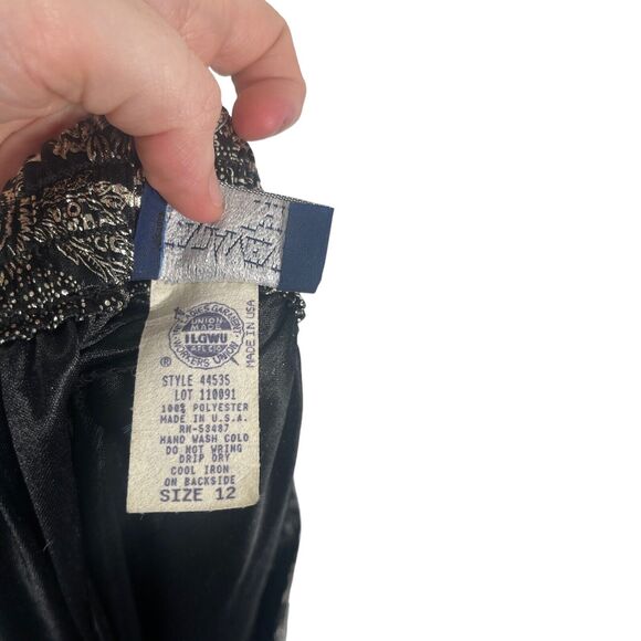 Fundamental Things Vintage Union Made Black Floral Metallic Midi Skirt Womens 12 - Picture 5 of 5